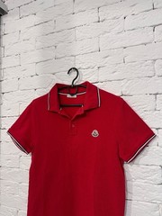 Moncler Polo Shirt Red Men’s XS (Tagged S) Maglia Manica Corta Logo Slim Fit