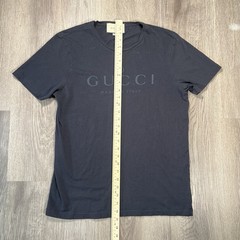 Gucci Men’s Black Logo Crew Neck Short Sleeve Cotton Jersey T-Shirt Size L Italy