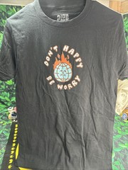 Men’s ALAB Black Short Sleeve Small Graphic Print Shirt Don’t Happy Be Worry