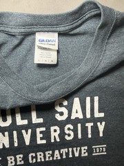 Gildan Ultra Cotton Blue Full Sail University Graphic Print T-Shirt Crew Neck L