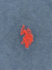 US Polo Assn Shirt Mens Large Navy Blue Red Embroidered Logo V Neck Tee Cotton