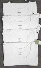 Men’s Sleeveless Tanks T Shirts LARGE White 4 PACK Goodfellow Round Neck Stretch