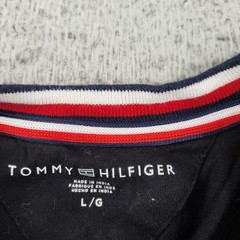 Tommy Hilfiger Shirt Mens Large Black Henley Embroidery