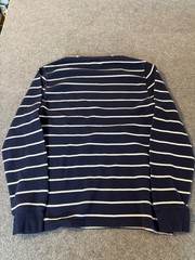 Polo Ralph Lauren Striped Long Sleeve Waffle Knit Shirt Navy Blue Stripe Men L