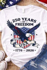 250 Years of Freedom 1776 2026 Patriotic Unisex Tshirt