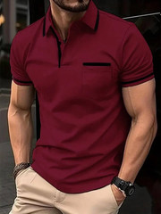 Camiseta Con Cuello Levantado Cremallera Para Hombre Camisa De Manga Corta Men