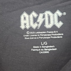 AC/DC Band T-Shirt Mens Large Black Red Rhinestone Studded Logo Short Sleeve Tee