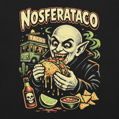 Nosferataco T-Shirt – Funny Nosferatu Vampire Horror Campy Taco Lovers Tee XS-5X