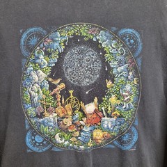 1999 Bill Bell Men’s Large Black Anvil Wizard Astronomer Horoscope Shirt Y2K