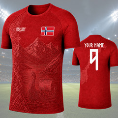 Red Norway Viking Soccer Jersey Custom Name Number Norwegian Shirt (S-5XL)