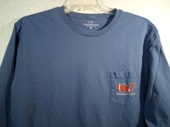 Vineyard Vines T-Shirt Men XL Blue Crew Graphic Chest Pocket Long Sleeve