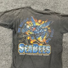7.62 Design T-Shirt Mens Size XL Faded Black Distressed US Navy Seabees Military