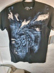 Affliction Y2K Style Double Sided Graphic Native American Front Blue Foil…