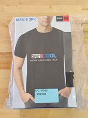 3 PACK – M / MEDIUM BLACK- 32 Degrees Cool Men’s Short Sleeve T-Shirts Crew Neck