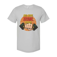 Eat Sleep Train Repeat Unisex Fitness Graphic T Shirt For Gym And Workout Cotton