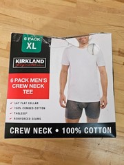 XL / X-LARGE WHITE – 6 PACK Kirkland Signature Men’s Cotton Crew Neck T-Shirts
