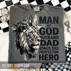 Man Of God Lion Gidan Tee Christian Father Religious Gift