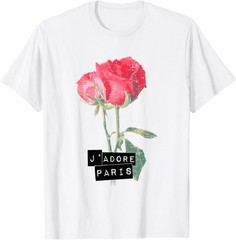 Paris France Rose Flower J’adore I LOVE PARIS Vintage T-Shirt