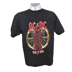 AC/DC Black Ice 2009 Tour Shirt Men Large Black Short Sleeve Double Sided Anvil