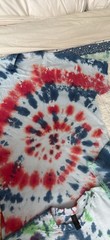 Unisex Adults L Multicolor Tie-Dye Cotton Knit Crew Neck Short Sleeve T-Shirt