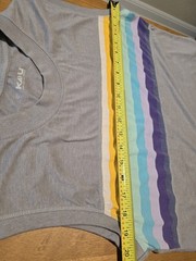KAVU Men’s Sleeveless Crew Neck Knit T-Shirt L Gray Multicolor Striped