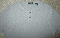 Theory Henley Shirt Mens L Slim Fit Gray Gaskell H Anemone Short Sleeve Modal