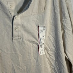 Mens Goodfellow Co Cream Ivory Henley Button Solid Men’s XXL Long Sleeve T-Shirt