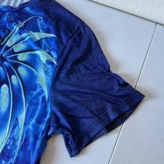 Blue Ice Dragon All Around Print 3D Poly SS T-Shirt Size 0XL Mystical Magic