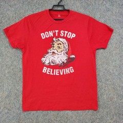 Don’t Stop Believing Santa Shirt Mens XL Red Holiday Time Christmas Tee