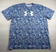 Under Armour Blue Camo Digital Print Shirt Short Sleeve HeatGear Gym Training XL