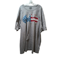 Batman Distressed American Flag Logo T-Shirt 4XLT Heather Gray DC Comics
