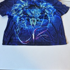 Blue Ice Dragon All Around Print 3D Poly SS T-Shirt Size 0XL Mystical Magic