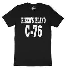 Men’s Urban Hip Hop Streetwear Design Graphic T-Shirt Riker’s Island C-76