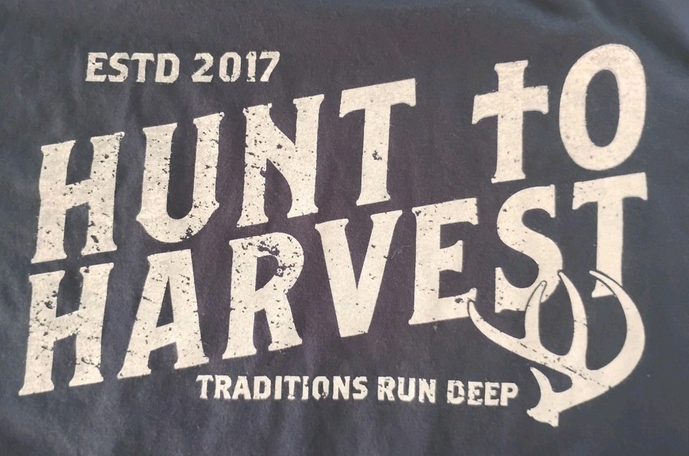 Hunt to Harvest Large Blue Long Sleeve Cotton T-shirt Large Pocket