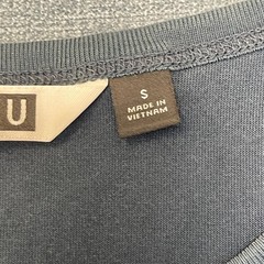 Uniqlo U AIRism T-Shirt Mens Small Dark Gray Cotton Everyday Wear Oversized Logo