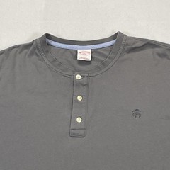 Brooks Brothers Shirt Mens 2XL Gray Long Sleeve Henley Golden Fleece Logo Tee