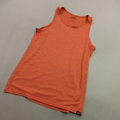 Patagonia Shirt Mens Small Sleeveless Crew Neck Workout Lightweight Orange