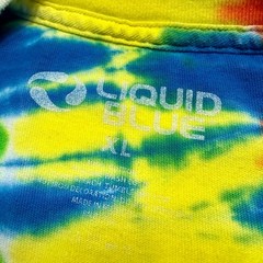 Liquid Blue Tie Dye T-Shirt Mens XL Multi Color Spiral Psychedelic Cotton Tee