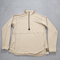 Insport Shirt Men Large Beige Grid Fleece Half Zip Polartec Frog Flame Resistant
