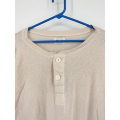 Elwood Men Oatmeal Beige Cotton Henley Long Sleeve Shirt Large ET00026