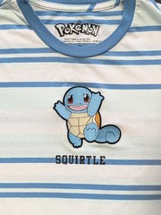 Pokemon Squirtle Embroidered Men’s Size L Multi Stripe Short Sleeve Shirt