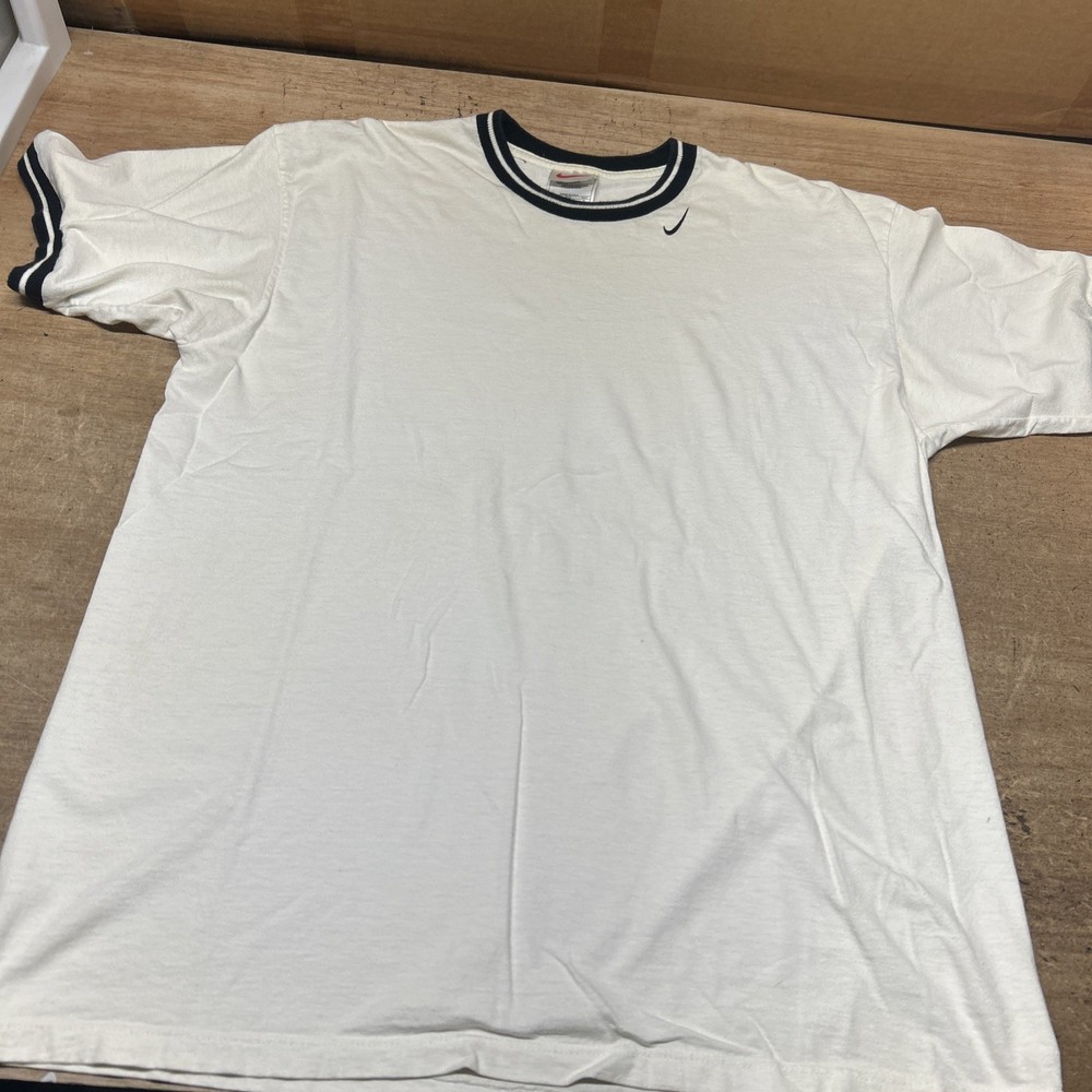 Vintage 90s Nike Single Stitch Central Swoosh Ringer T-Shirt – Made in USA Large