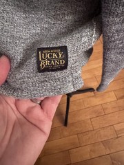 Lucky Brand Henley XL Gray Mock Neck Pullover Long Sleeve Cotton Pockets EUC