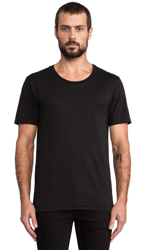 BLK DNM Men’s Plain t Shirt Crew Neck White or Black Lightweight Medium
