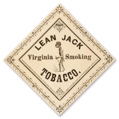 LEAN JACK Vintage VIRGINIA USA Smoking TOBACCO T-Shirt 100% Cotton CIGAR LABEL