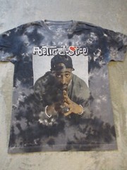 Poetic Justice Shirt Mens Large Black Gray Tie Dye Tupac Rap Hip Hop Street Wear