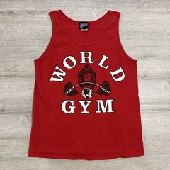 World Gym Shirt Men’s Red Tank Top Bodybuilding Weightlifting Muscle Medium
