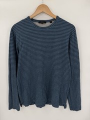 Vince Men’s Striped Double-Knit Pima Cotton Long-Sleeve T-Shirt Size Medium