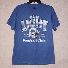Bud Light Football Club T Shirt Mens Size Medium Short Sleeve Blue New