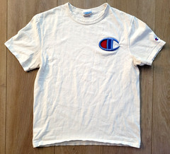 Champion Mens Embroidered Logo Shirt Med White Short Sleeve T-Shirt Vintage Y2K